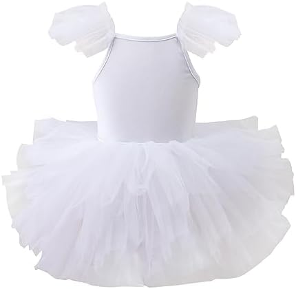 Girls Dance Tutu Dress with Ruffle Sleeve and Snap Crotch for Ballet
