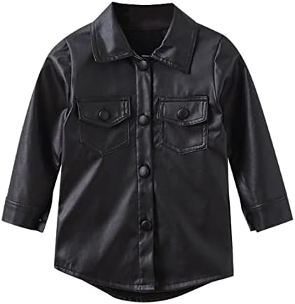 AMIMOJY Toddler Girls Infant Long Sleeve PU Leather Jacket Winter