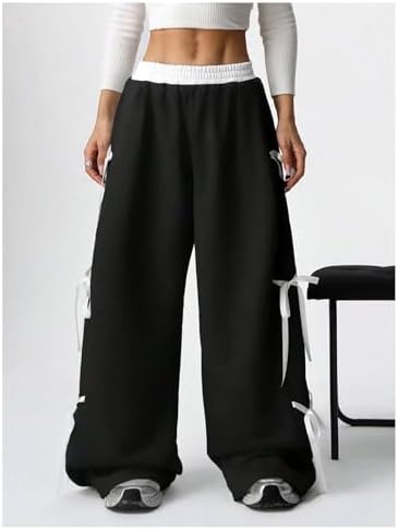 Verdusa Boys Coquette Bow Wide Leg Elastic WaistBaggy Athletic Pants with Pockets