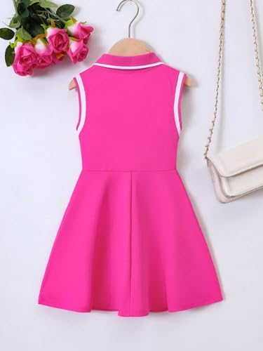 Verdusa Girl Heart Print Sleeveless Collar Neck Button Front Casual Dress