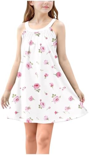 Beessbest Girls Day Out Rainbow Sundress Striped Cartoon Colourful sleevelessCasual Summer Dress