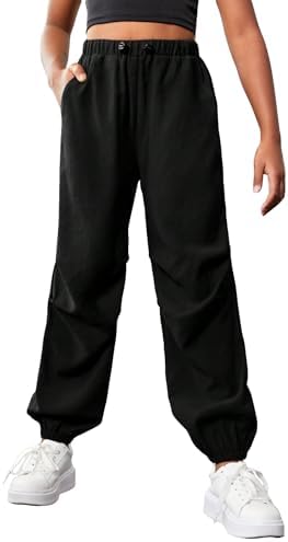 Floerns Girls Solid Drawstring Athletic Track Joggers
