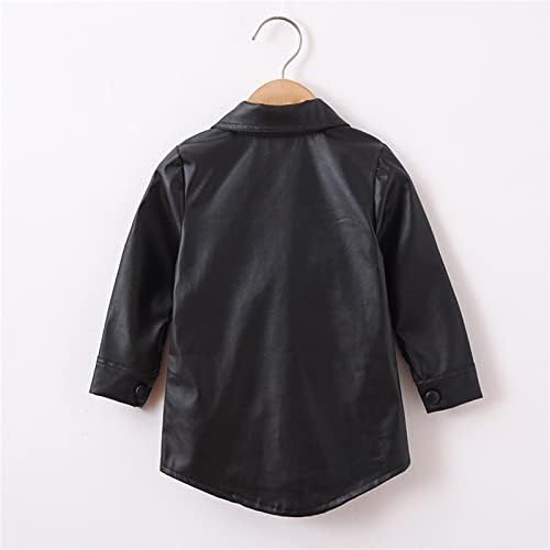 AMIMOJY Toddler Girls Infant Long Sleeve PU Leather Jacket Winter