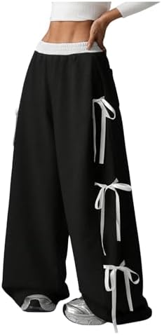 Verdusa Boys Coquette Bow Wide Leg Elastic WaistBaggy Athletic Pants with Pockets