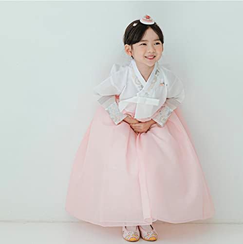 OUJIN I Korean Baby Girl Hanbok Striped Sleeves Dress