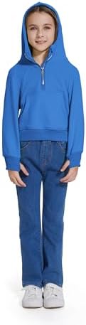 Snug Stylish Half-Zip Hoodie for Girls with Pockets and a Hood