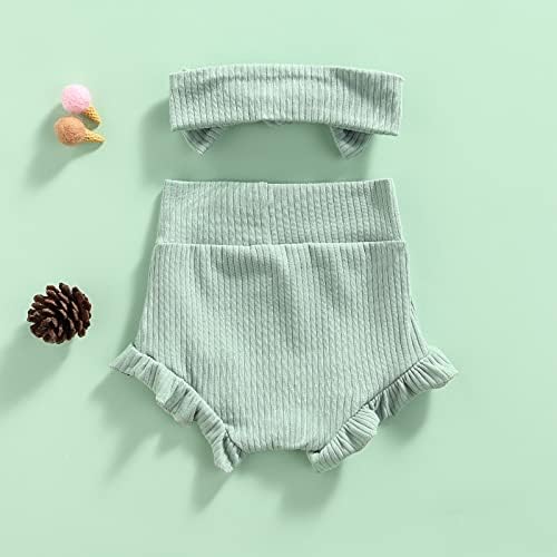 Newborn Girl Ruffle Bloomers with Bow Headband