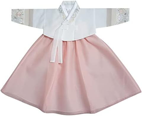OUJIN I Korean Baby Girl Hanbok Striped Sleeves Dress