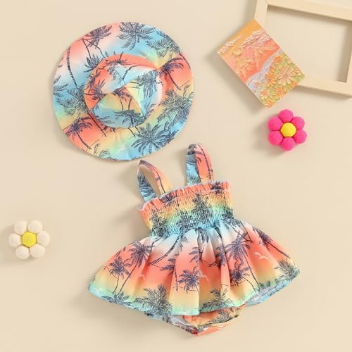 Adorable Baby Girl Summer Floral Romper with Sun Hat