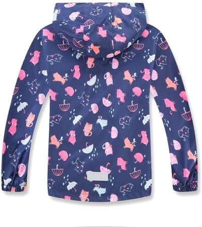 SHOOYING Kids Rain Jacket Waterproof Windbreakers for Boys Girls