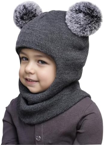 Baby Winter Hat Scarf Set - Toddler Balaclava Hat Fleece Lined Neck Warmer