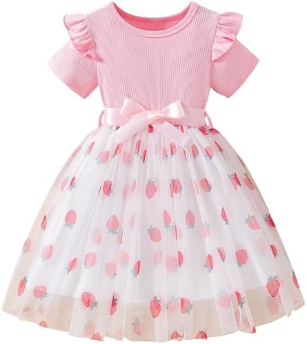 Beessbest Girls Casual Tulle Tutu Dress Princess Cardigan Neck Party Casual Occasions