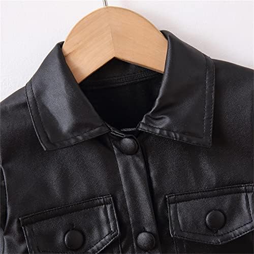 AMIMOJY Toddler Girls Infant Long Sleeve PU Leather Jacket Winter
