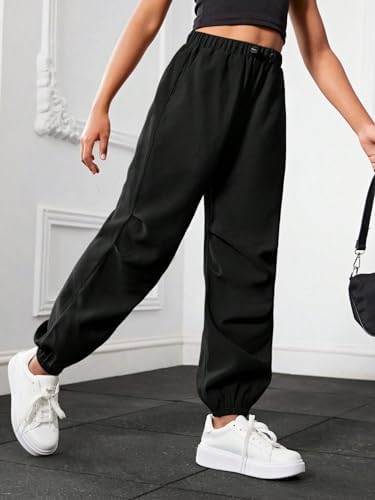 Floerns Girls Solid Drawstring Athletic Track Joggers