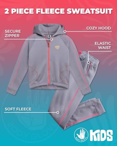Body Glove Girls Jogger Set - Fleece Sweatsuit 7-12