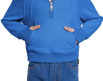 Snug Stylish Half-Zip Hoodie for Girls with Pockets and a Hood