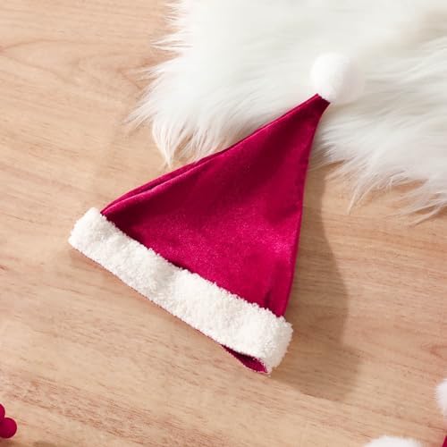Little Sprites Scheme Christmas Dress Set with Velvet Romper Santa Hat - 2Pcs