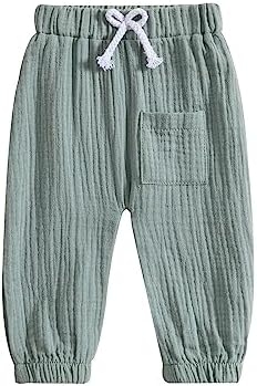 Cotton Linen Joggers for Toddler Boys