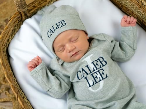 Custom Oatmeal Sleeper Set for Newborn Boys