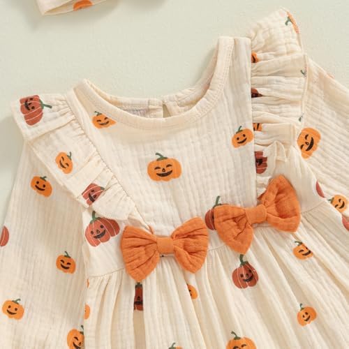 Cute Halloween Baby Girl Outfit Adorable Bats Romper with Pumpkin Design
