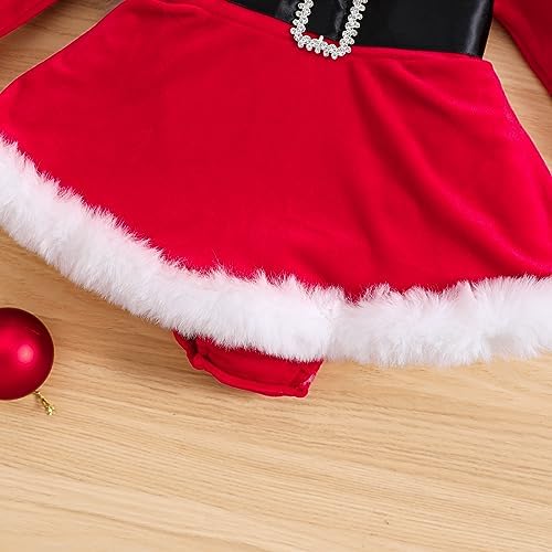 Baby Girl Christmas Romper Dress Red Velvet