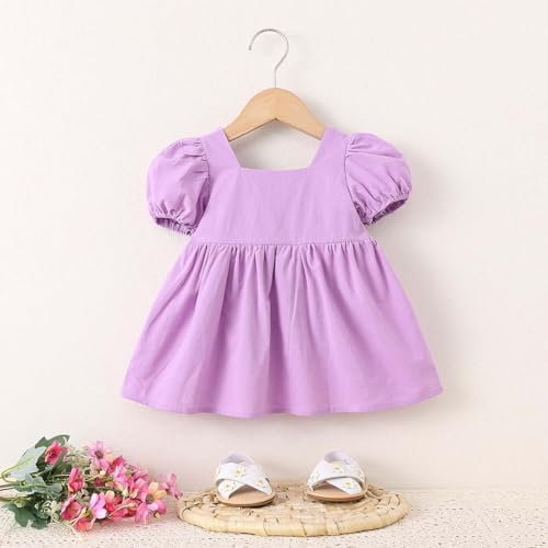 Beessbest 3D Flower Puff Sleeve Dress for Baby Toddler Girls Summer Playwear