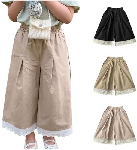 Trendy Baby Girls Wide-Leg Crop Pants