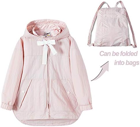 Girls Lightweight Windbreaker Jacket - Waterproof Packable for Outdoor Use