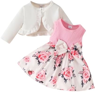 Easter Toddler Girl Dresses Set Cozy Skirt Cardigan