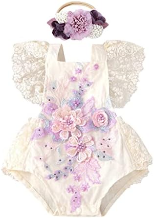 ODASDO Baby Girl Lace Romper First Birthday Outfit