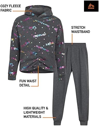 RBX Girls Active Tracksuit Set - Soft Fleece Hoodie Joggers