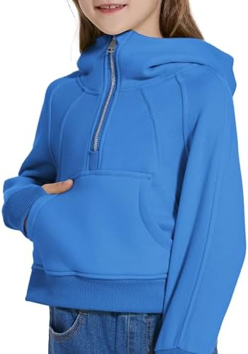 Snug Stylish Half-Zip Hoodie for Girls with Pockets and a Hood