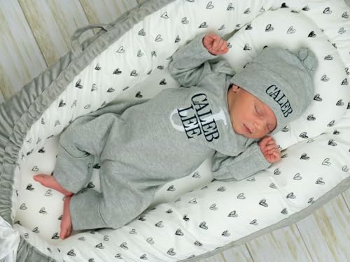 Custom Oatmeal Sleeper Set for Newborn Boys