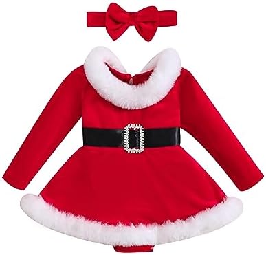 Baby Girl Christmas Romper Dress Red Velvet