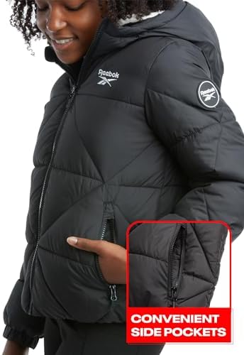Reebok Girls Heavyweight Quilted Parka Warm Winter Jacket for Girls 4-16