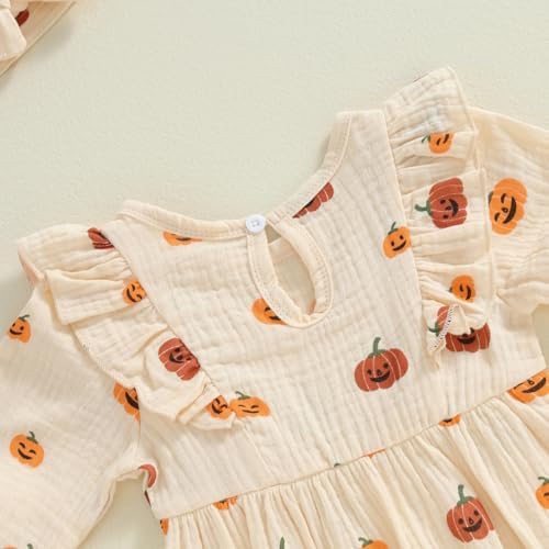 Cute Halloween Baby Girl Outfit Adorable Bats Romper with Pumpkin Design
