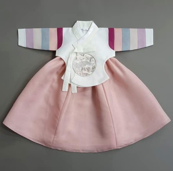 Striped Coral Korean Baby Hanbok