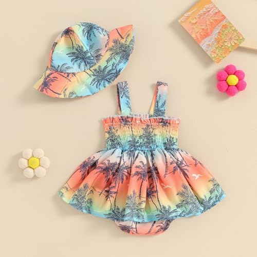 Adorable Baby Girl Summer Floral Romper with Sun Hat