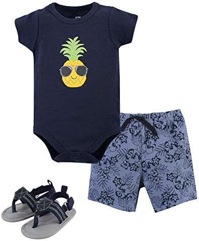Hudson Baby Unisex Cotton Set - Bodysuit Shorts Shoes