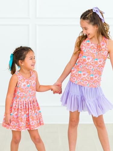 RuffleButts Girls Athletic Active Tiered Dress and Bike Short Set Outift
