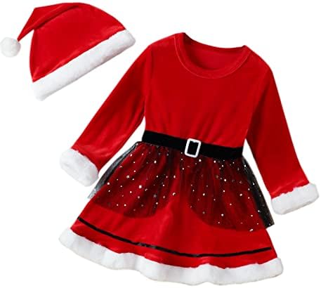 Meufam Christmas Ruffle Fur Toddler Dress