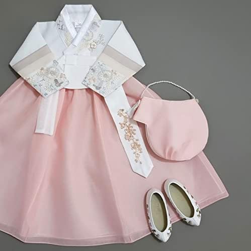 OUJIN I Korean Baby Girl Hanbok Striped Sleeves Dress