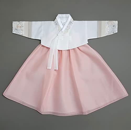 OUJIN I Korean Baby Girl Hanbok Striped Sleeves Dress