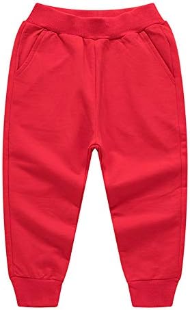 Winter Kids Unisex Solid Cotton Elastic Waist Pants for Toddler