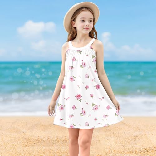 Beessbest Girls Day Out Rainbow Sundress Striped Cartoon Colourful sleevelessCasual Summer Dress