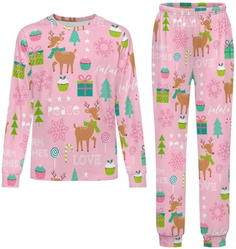 MEIKKO Kids Thermal Underwear Set Santa Pink for Boys and Girls