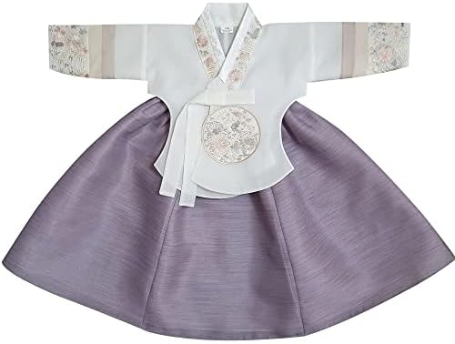 Festive Striped Sleeve Baby Girl Korean Hanbok for Special Occasions