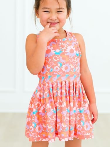 RuffleButts Girls Athletic Active Tiered Dress and Bike Short Set Outift
