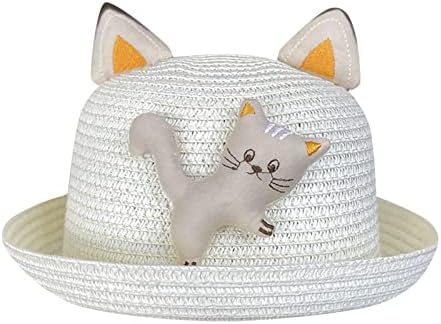 Childrens Summer Cat Style Straw Hat for Girls Boys UPF 50