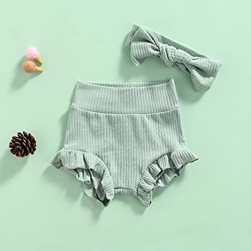 Newborn Girl Ruffle Bloomers with Bow Headband
